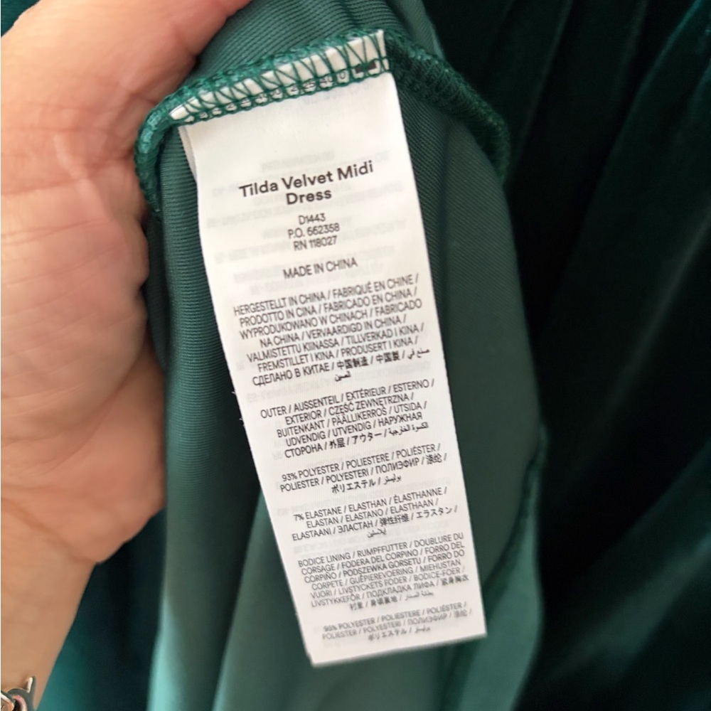Boden Tilda Velvet Midi Dress - Size 14 - NWT - botanical garden green - Picture 6 of 8